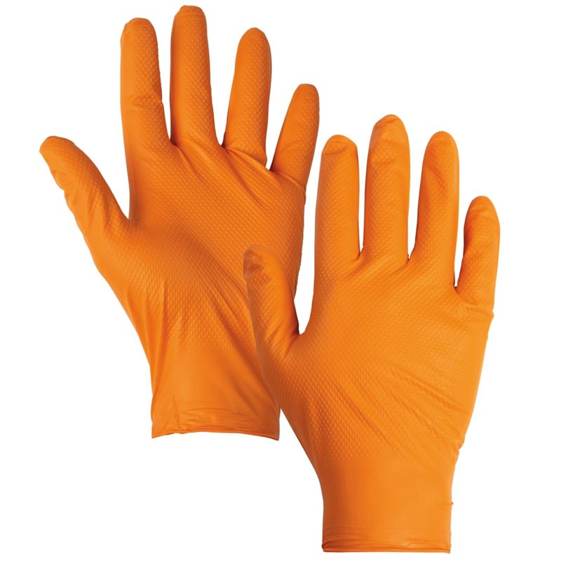 [061A] Diamond Safe, Guante Químico Naranja Nitrilo Diamante