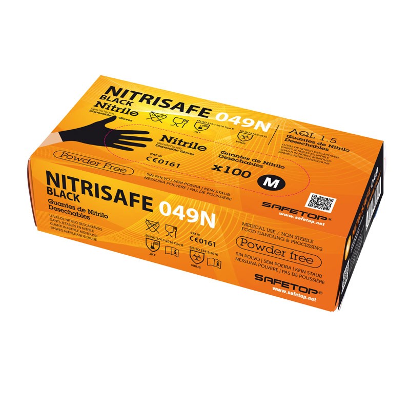 [049N] NITRISAFE BLACK, guante desechable Negro-pack 100 ud