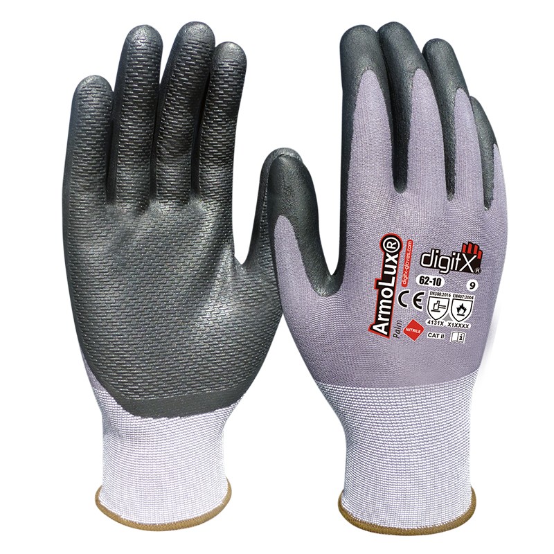 [62-10] Armolux Palm, Guante Nitrilo con Rayas Relieve en la Palma