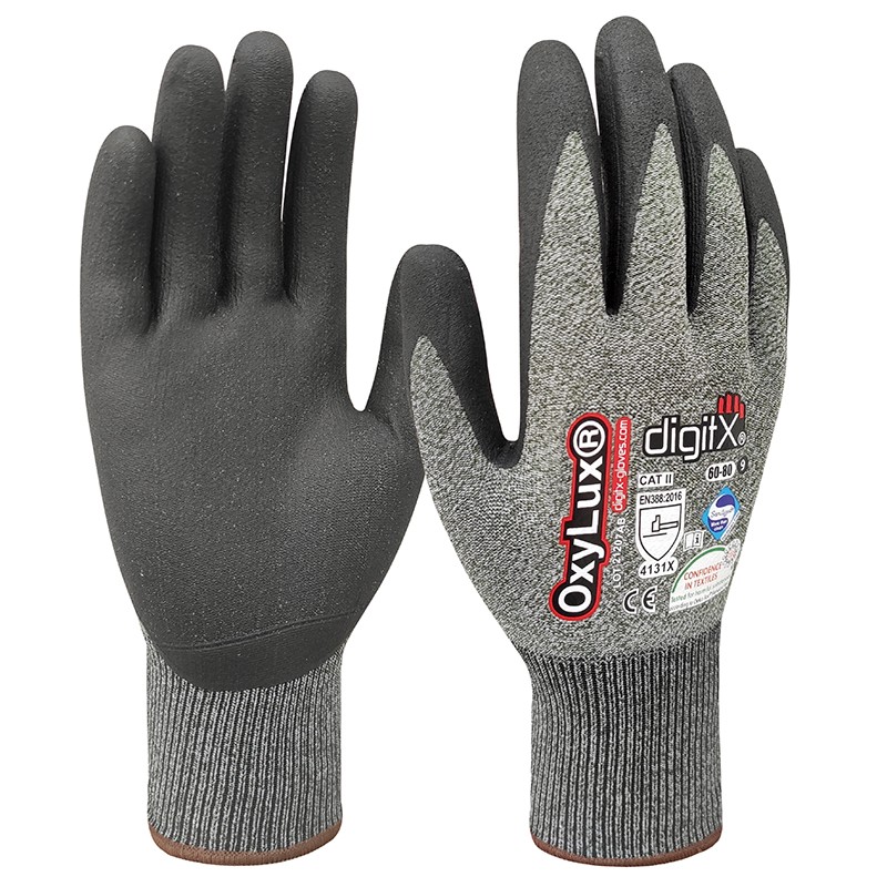[60-80] Oxylux, Guante de Nylon-spandex y Nitrilo Satinizado