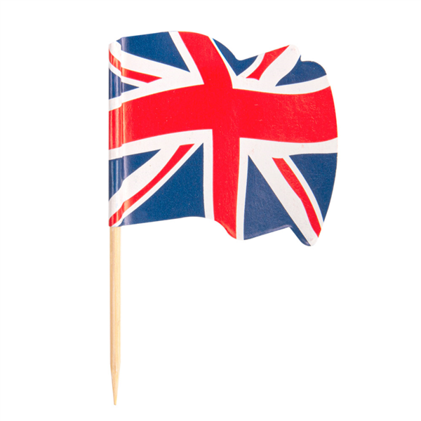 [189.72] Banderitas "U.K" 4X3/6,5 Cm Surtido Madera (144 Unid.)