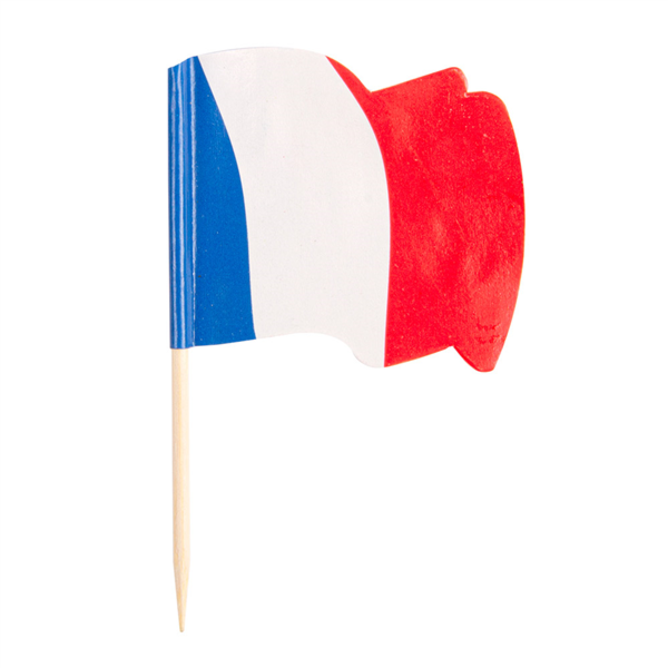 [189.69] Banderitas "France" 4X3/6,5 Cm Surtido Madera (144 Unid.)