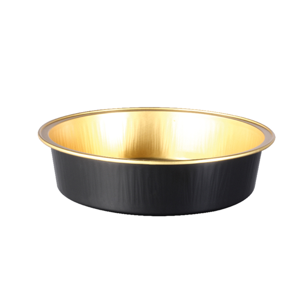 [214.71] RECIPIENTES PASTELERÍA 215 ML Ø11,8x3 CM ORO/NEGRO ALUMINIO (100 UNID.)