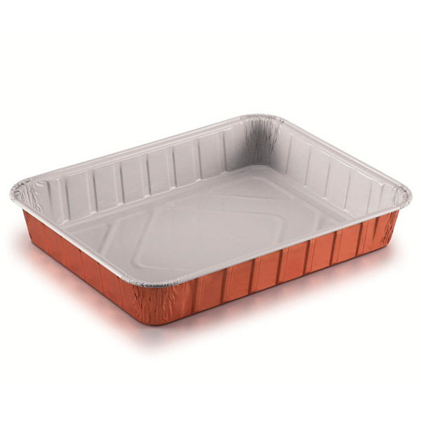 [209.43] Contenedores Lacados 1190 Ml 22,7X17,7X3,6 Cm Cobre Aluminio (100 Unid.)