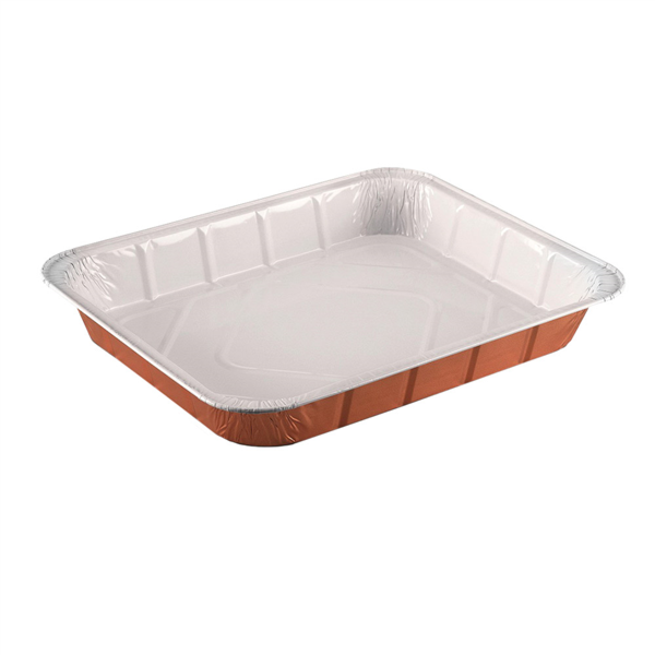[209.47] Contenedores Lacados 2625 Ml 32,2X26,2X4 Cm Cobre Aluminio (50 Unid.)