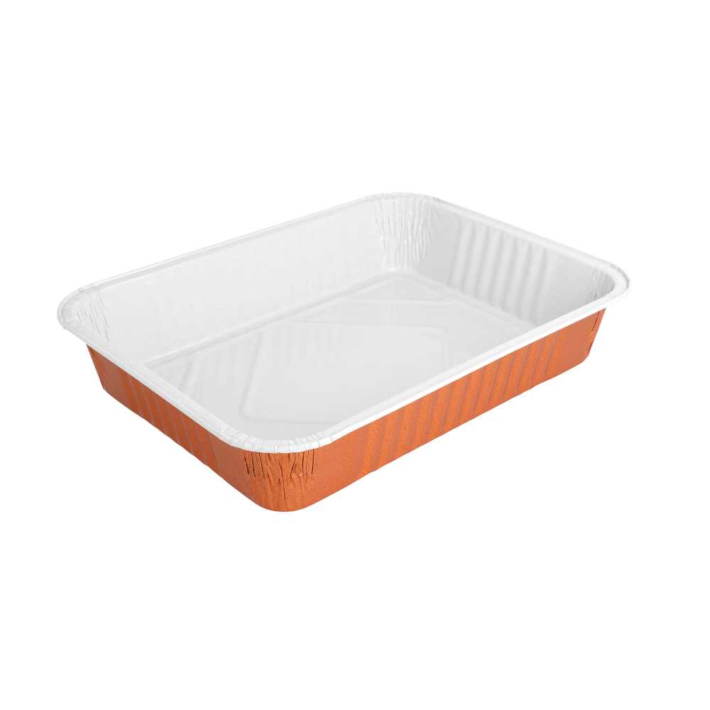 [209.44] Contenedores Lacados 1360 Ml 24X17,9X4,2 Cm Cobre Aluminio (100 Unid.)