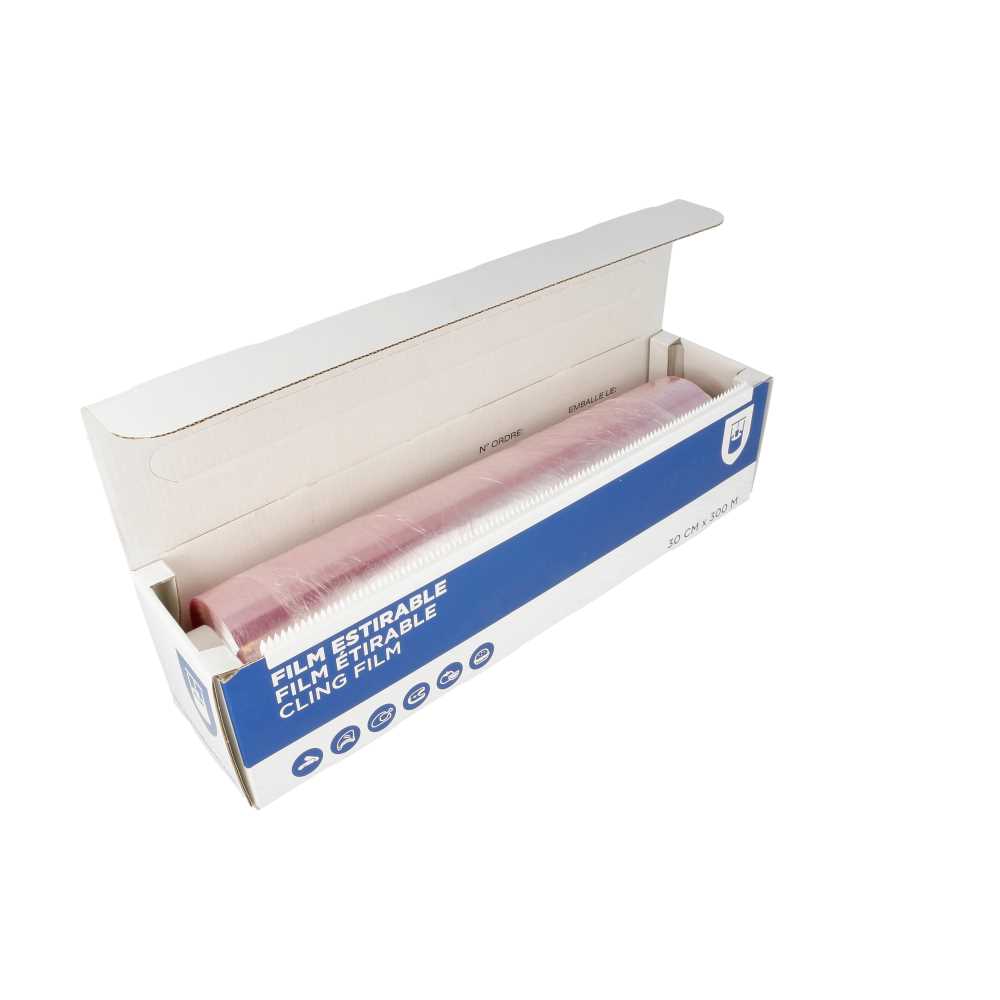 FILM ESTIRABLE CAJA DISPENSADORA 0,30x300 M TRANSPARENTE PVC (6 UNID.)