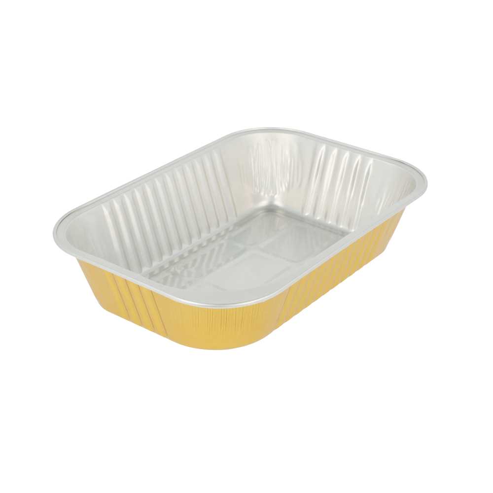 [214.86] RECIPIENTES PASTELERÍA 620 ML 18,8x12,8x4,5 CM PLATA/ORO ALUMINIO (100 UNID.)