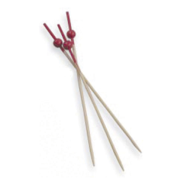 PICKS "BOLA ROJA" 9 (h) CM NATURAL BAMBÚ (100 UNID.)