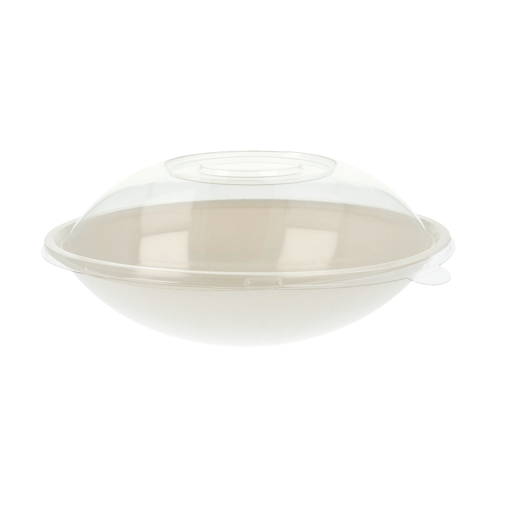 Boles Ovales + Tapas 'Bionic' 22X13,5X5,5+4,5 Cm Blanco Bagazo (100 Unid.)