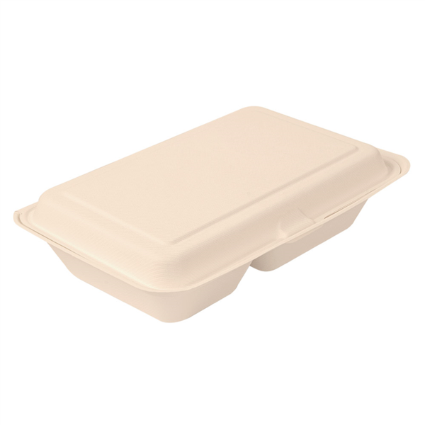 Conchas 2 Compart. 'Bionic' 940 Ml 25,5X16,5X7 Cm Natural Bagazo (250 Unid.)