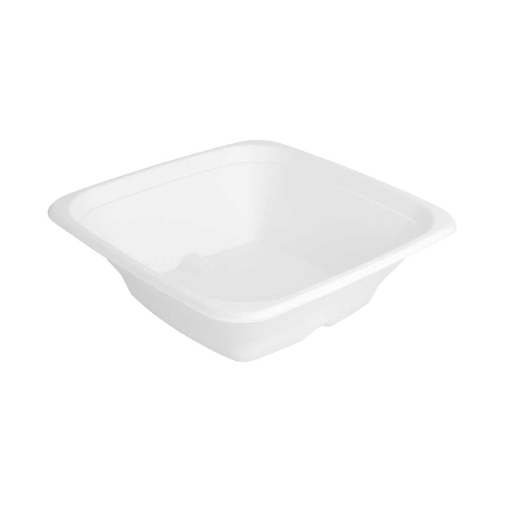 [228.40] Boles Cuadrados 'Bionic' 700 Ml 18X18X6 Cm Blanco Bagazo (400 Unid.)