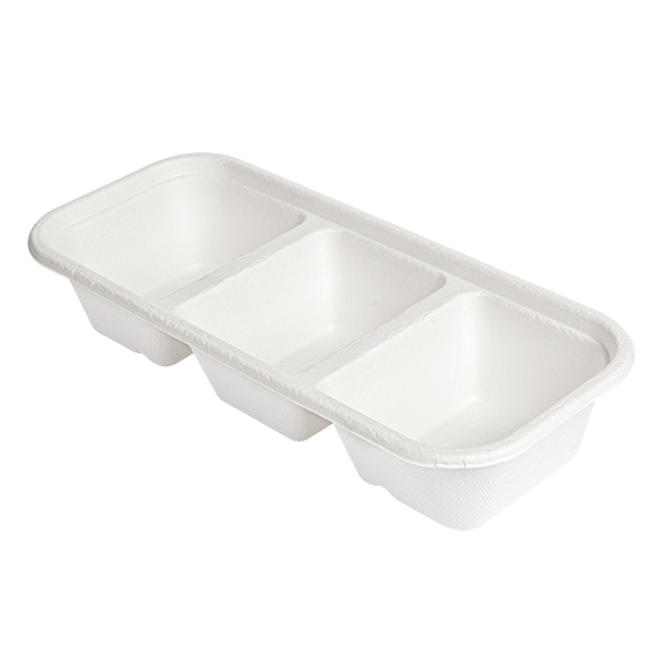 BANDEJAS 3 COMPART 'BIONIC' 500 ML 22,5x9,6x4,3 CM BLANCO BAGAZO (600 UNID.)