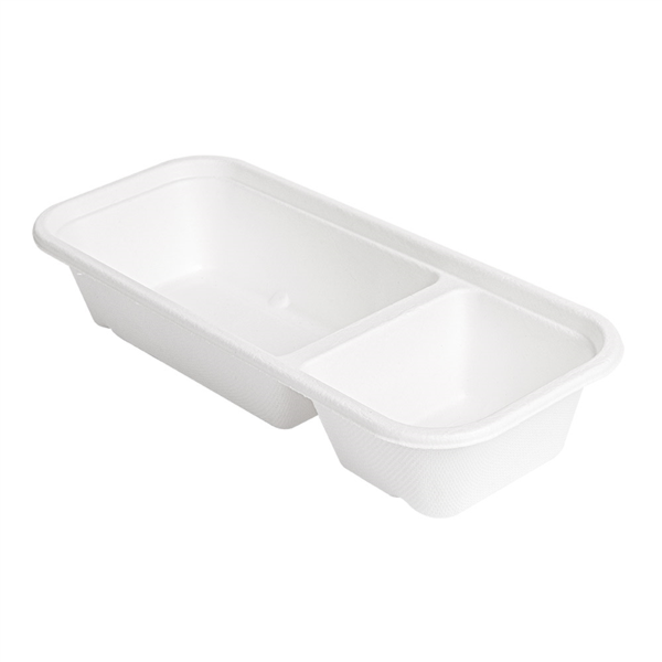 [257.52] BANDEJAS 2 COMPART 'BIONIC' 500 ML 22,5x9,6x4,3 CM BLANCO BAGAZO (600 UNID.)