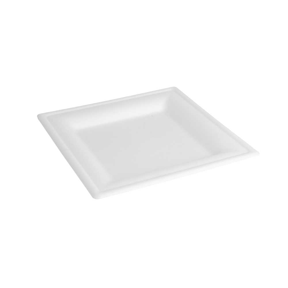 Platos Cuadrados 'Bionic' 16X16X1 Cm Blanco Bagazo (1000 Unid.)