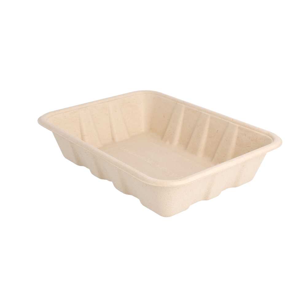 BANDEJAS 'BIONIC' 1000 ML 22x16,5x4,7 CM NATURAL BAGAZO (400 UNID.)