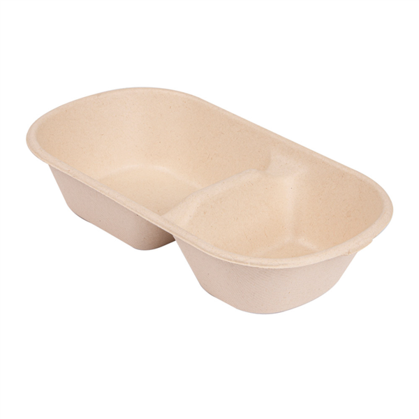 Lunch Boxes 2 Compart. 'Bionic' 850 Ml 23,5X13,1X4,6 Cm Natural Bagazo (500 Unid.)