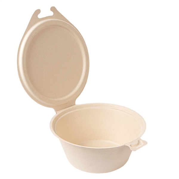 [254.19] Recipientes Con Tapas Bisagra 'Bionic' 1300 Ml 20X13,5X8 Cm Natural Bagazo (300 Unid.)