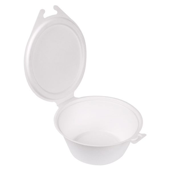 Recipientes Con Tapas Bisagra 'Bionic' 1300 Ml 20X13,5X8 Cm Blanco Bagazo (300 Unid.)