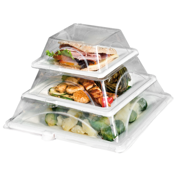 TAPAS PARA CÓDIGO 215.94 'BIONIC' 27x27x5 CM TRANSPARENTE PET (150 UNID.)
