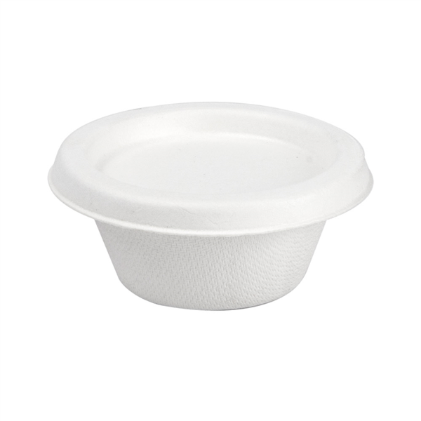 [228.80] Mini Tarrinas + Tapas 'Bionic' 60 Ml Ø 6,9X3+0,7 Cm Blanco Bagazo (1000 Unid.)