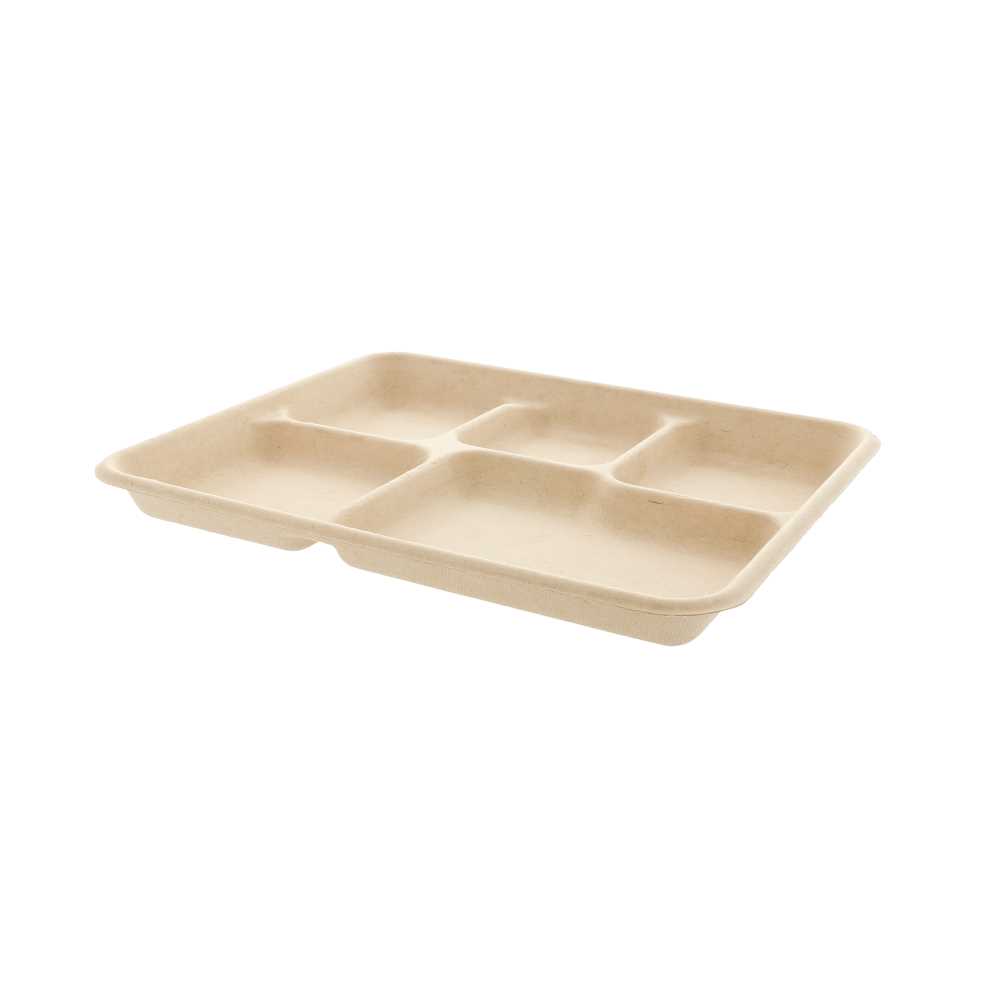 [149.18] BANDEJAS 5 COMPART. 'BIONIC' 26,5x21,5x2 CM NATURAL BAGAZO (500 UNID.)