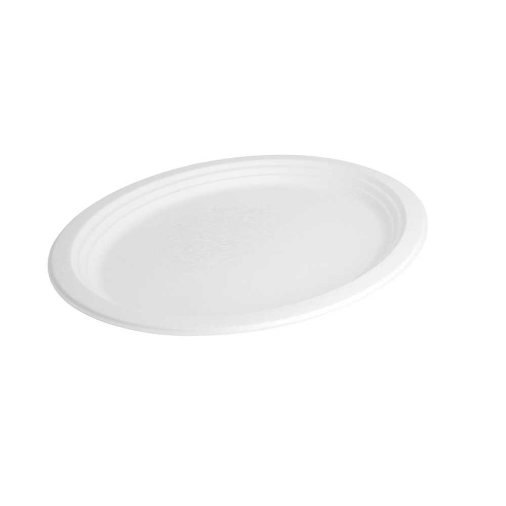 PLATOS OVALES 'BIONIC' 32x25,5x2,1 CM BLANCO BAGAZO (500 UNID.)