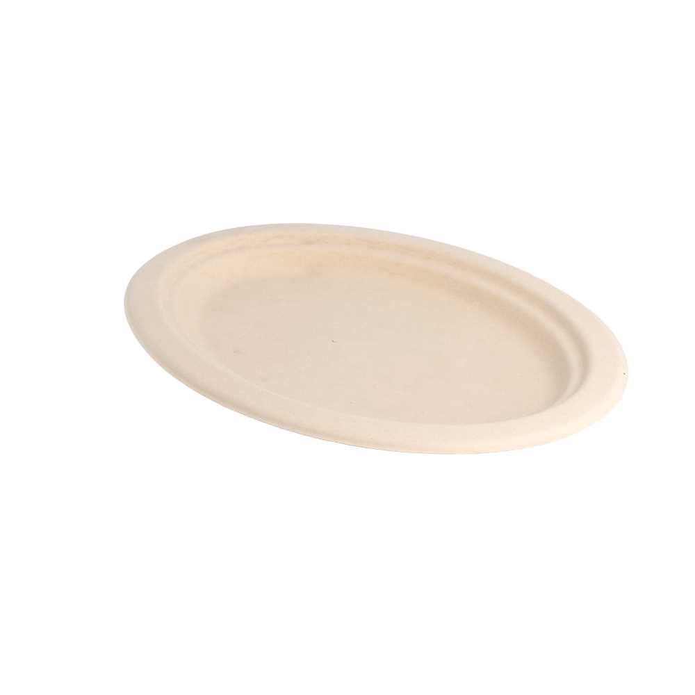 PLATOS OVALES 'BIONIC' 26,3x19,9x2 CM NATURAL BAGAZO (800 UNID.)