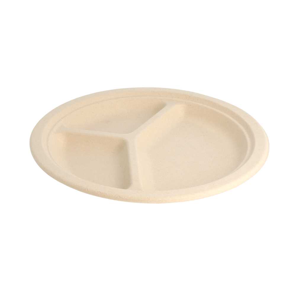 Platos 3 Compart. 'Bionic' Ø 26X2,6 Cm Natural Bagazo (800 Unid.)