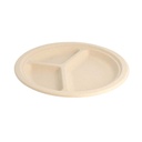 Platos 3 Compart. 'Bionic' Ø 26X2,6 Cm Natural Bagazo (800 Unid.)