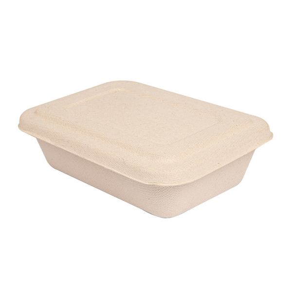 [207.37] Bandejas + Tapa 'Bionic' 800 Ml 19,3X13,5X5 Cm Natural Bagazo (400 Unid.)