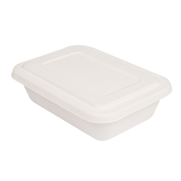 [205.68] Bandejas + Tapa 'Bionic' 800 Ml 19,3X13,5X5 Cm Blanco Bagazo (400 Unid.)