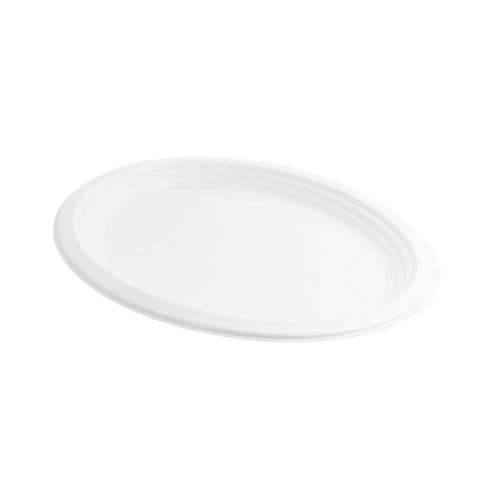 [224.25] BANDEJAS OVALES 'BIONIC' 31,8x25,5x2,2 CM BLANCO BAGAZO (600 UNID.)