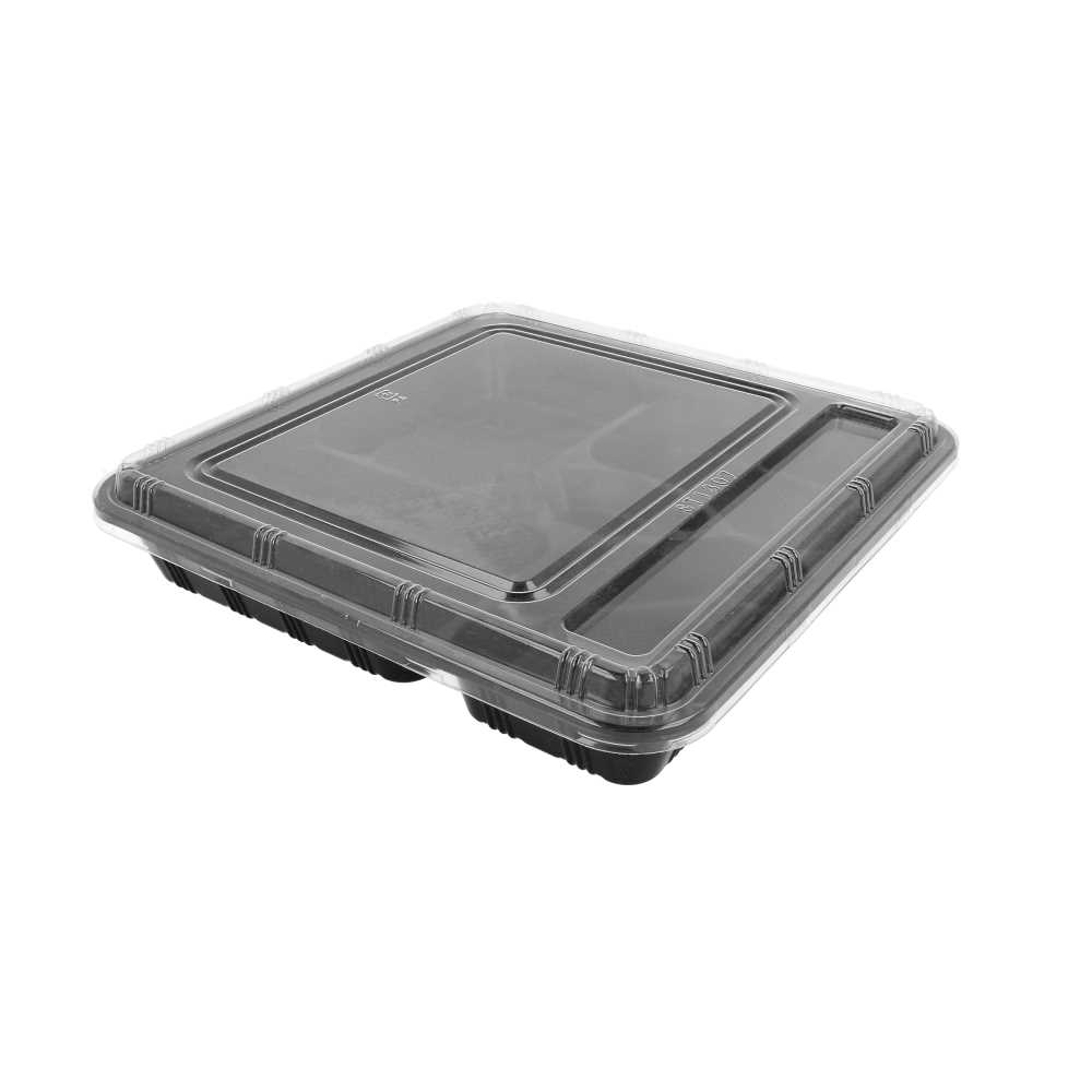 COFRES PARA LLEVAR 5 COMPART. 27,8x27,6x5 CM NEGRO PP (200 UNID.)