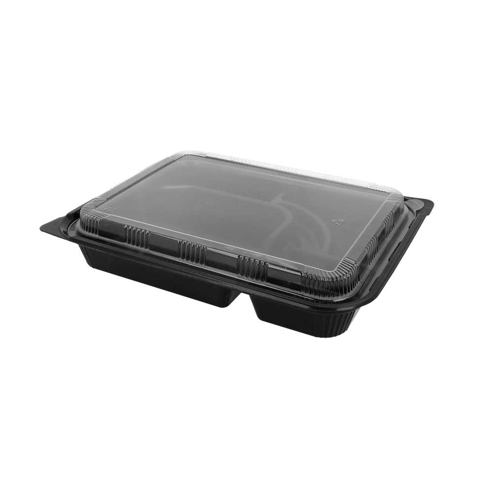 [165.84] COFRES 4 COMPARTIMENTOS 27x20,6x5 CM NEGRO PP (300 UNID.)