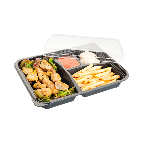 [165.83] Cofres 4 Compartimentos 24,2X18,2X4,5 Cm Negro Pp (400 Unid.)