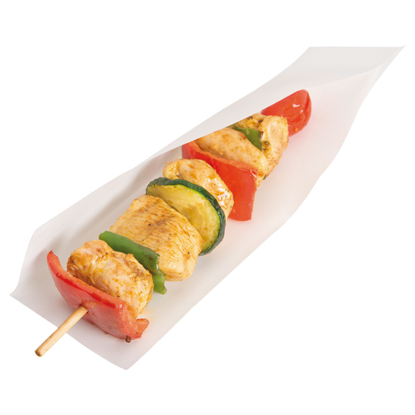 [173.80] BOLSAS ABIERTAS PINCHOS, HOT DOGS 'OPEN PACK' 50 G/M2 + 20 LDPE 22x7,6 CM BLANCO KRAFT (100 UNID.)
