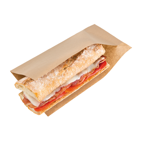 [173.89] BOLSAS ABIERTAS PINCHOS, HOT DOGS 'OPEN PACK' 35 G/M2 + 10 LDPE 25x13/10 CM NATURAL KRAFT (100 UNID.)