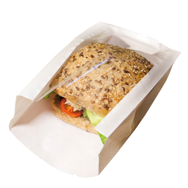 [176.02] Bolsas Con Ventana 'Pack Delicatessen' 50 G/M2 + 15 Pp 9+5X17 Cm Blanco Kraft (100 Unid.)