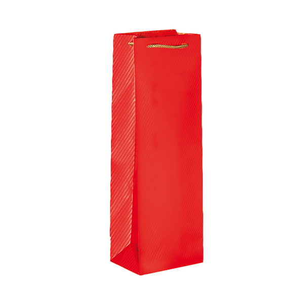 10 U. BOLSA PORTA BOTELLAS CORDÓN 150 G/M2 + 13 PE G/M2 12,3+7,8x36 CM ROJO PAPEL (1 UNID.)