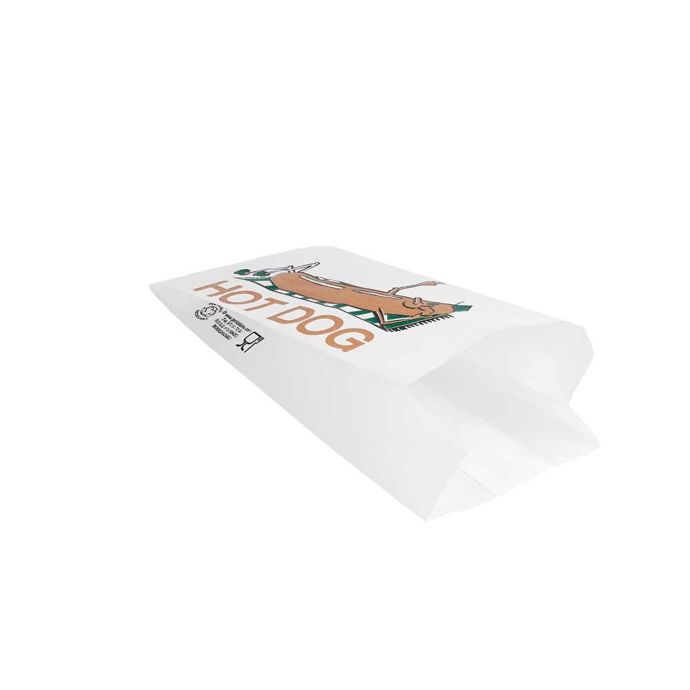 [147.53] Bolsas "Hot Dog" 35 G/M2 7+5X18 Cm Blanco Perg. Antigrasas (500 Unid.)