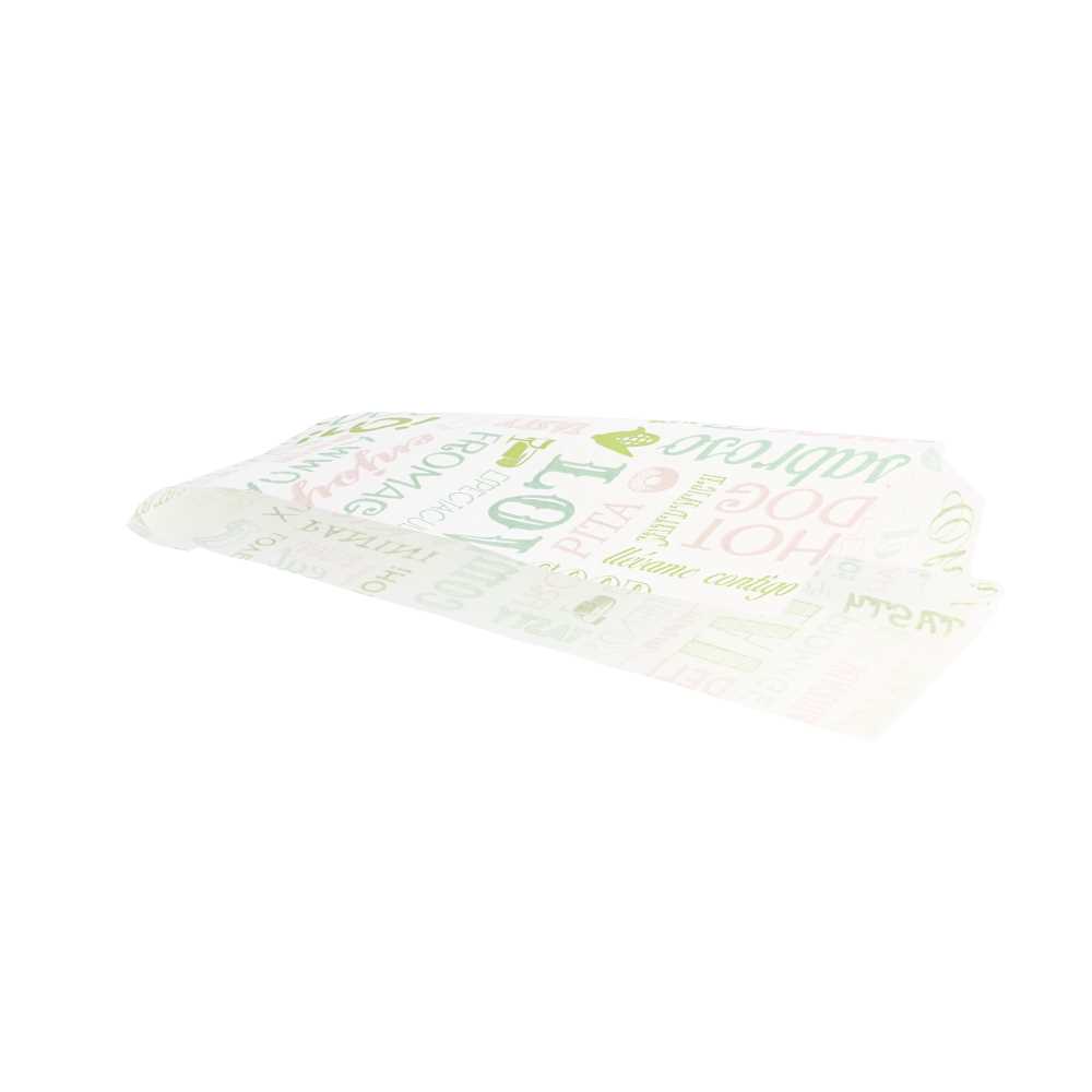 [229.34] PAPEL ANTIGRASAS ABIERTO 2 LADOS - HOT DOG 'PAROLE' 35 G/M2 9+3x22 CM BLANCO PERG. ANTIGRASAS (500 UNID.)