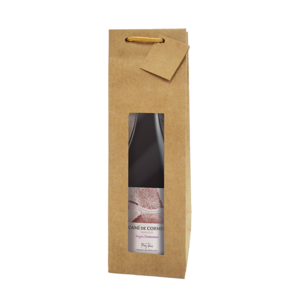 [804.58] 10 U. Bolsas Porta Botellas Con Ventana 175 G/M2 9,2+8,8X38 Cm Natural Kraft (10 Unid.)