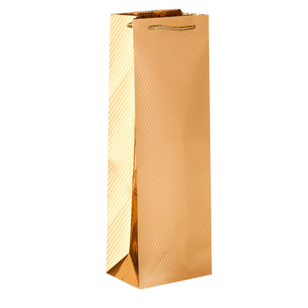 [135.32] 10 U. BOLSAS PORTA BOTELLAS CON CORDÓN 120 G/M2 + 13 PE G/M2 12,3+7,8x36 CM DORADO PAPEL (1 UNID.)