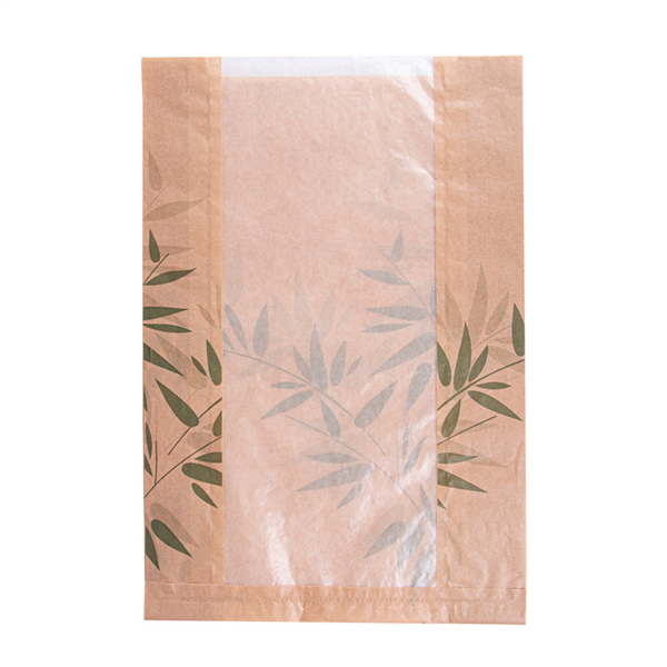 BOLSAS PAN CON VENTANA ECO 'FEEL GREEN' 32 G/M2 26+10x38 CM NATURAL KRAFT (125 UNID.)