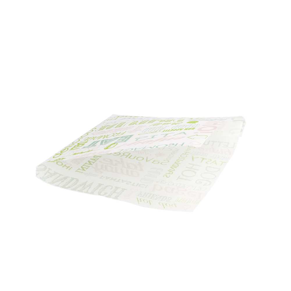 [229.36] PAPEL ANTIGRASAS ABIERTO 2 LADOS FAST FOOD 'PAROLE' 35 G/M2 16x16,5 CM BLANCO PERG. ANTIGRASAS (500 UNID.)