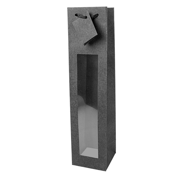 [804.86] 10 U. BOLSAS PORTA BOTELLAS CON VENTANA 175 G/M2 9,2+8,8x38 CM NEGRO KRAFT (1 UNID.)
