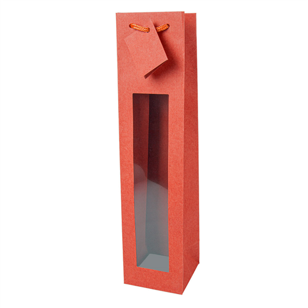 10 U. BOLSAS PORTA BOTELLAS CON VENTANA 175 G/M2 9,2+8,8x38 CM ROJO KRAFT (1 UNID.)