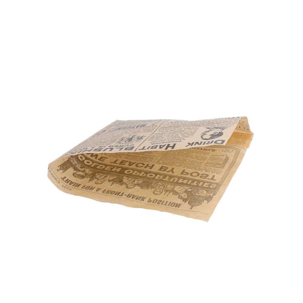[220.41] PAPEL ANTIGRASAS ABIERTO 2 LADOS FAST FOOD 'TIMES' 32 G/M2 16x16,5 CM NATURAL PERG. ANTIGRASAS (500 UNID.)
