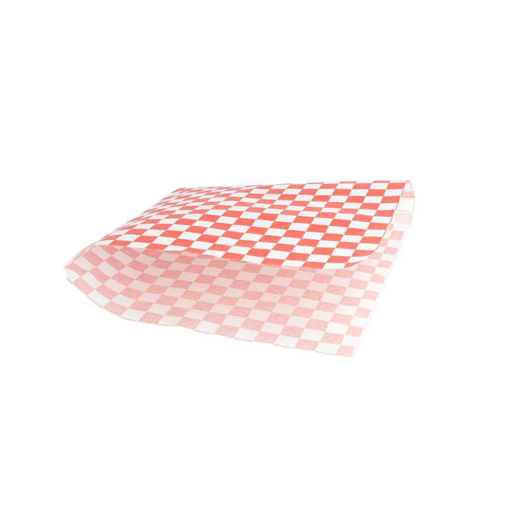 [186.40] PAPEL ANTIGRASAS ABIERTO 2 LADOS FAST FOOD 'FITIPALDI' 35 G/M2 17x18 CM ROJO PERG. ANTIGRASAS (500 UNID.)